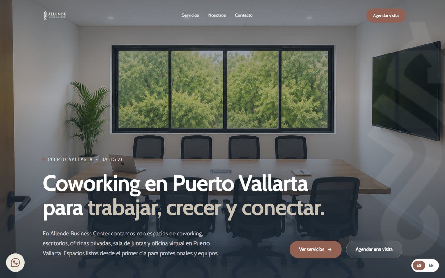 Vista del sitio web de Allende Business Center