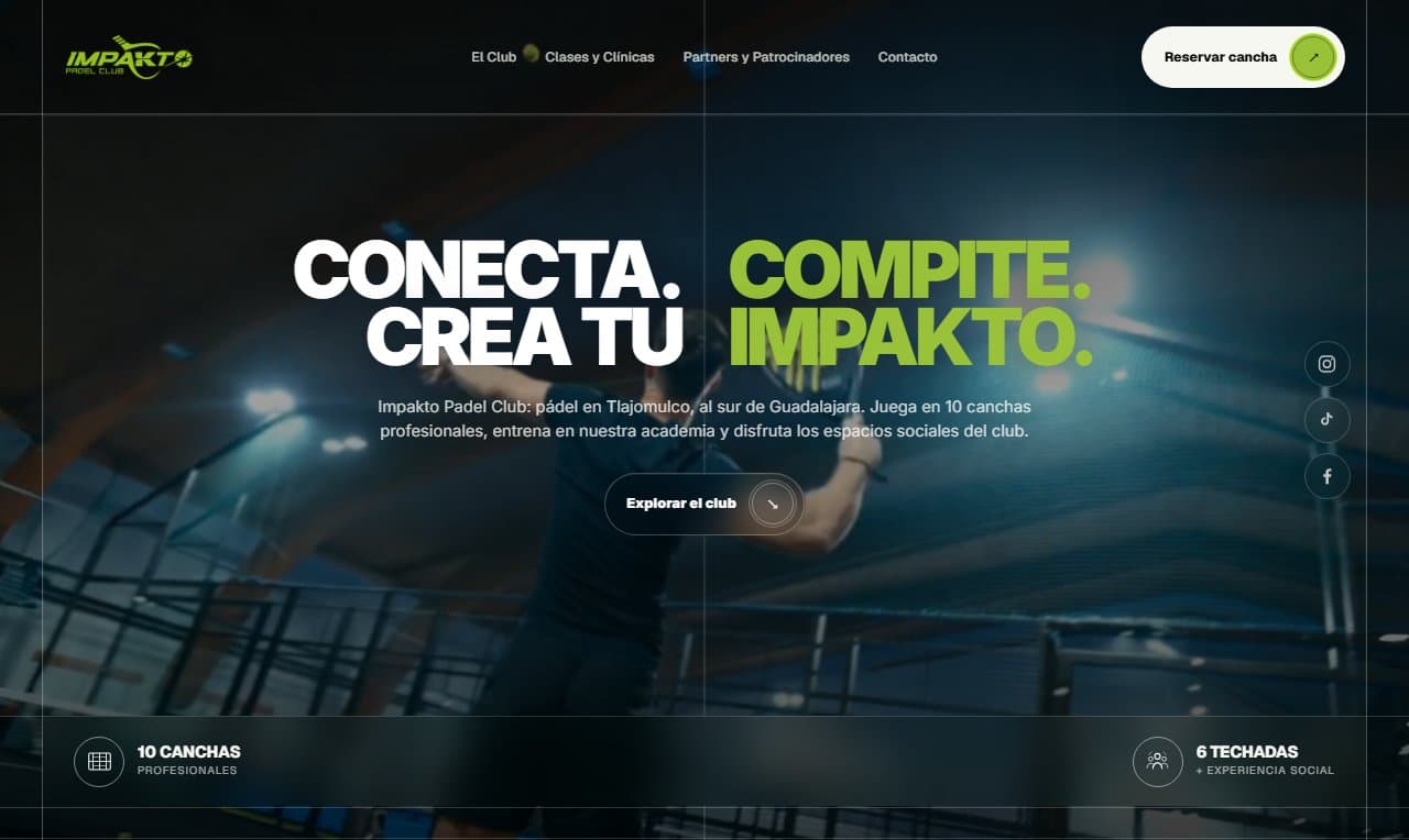 Impakto Padel Club website